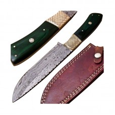 Damascus handmade  chef  knife beautiful structure with free leather sheath  